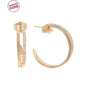I. REISS Gold/Diamond Made In Israel 14kt Gold Diamond Hoop Earrings